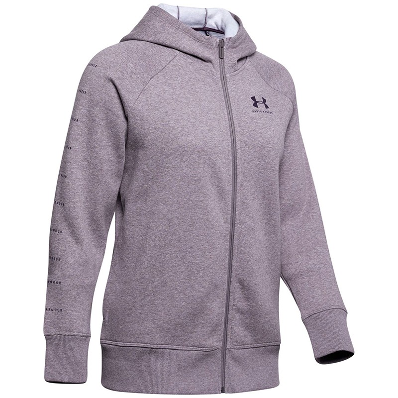 Толстовка женская Under Armour RIVAL FLEECE SPORTSTYLE LC SLEEVE GRAPHIC FZ серая 1348559-033 изображение 1