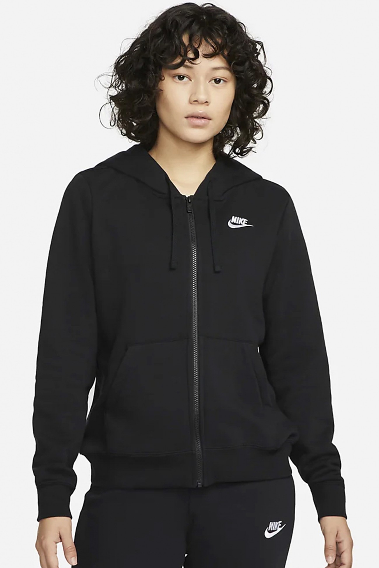 Толстовка женская Nike W NSW CLUB FLC FZ HOODIE STD черная DQ5471-010 изображение 2