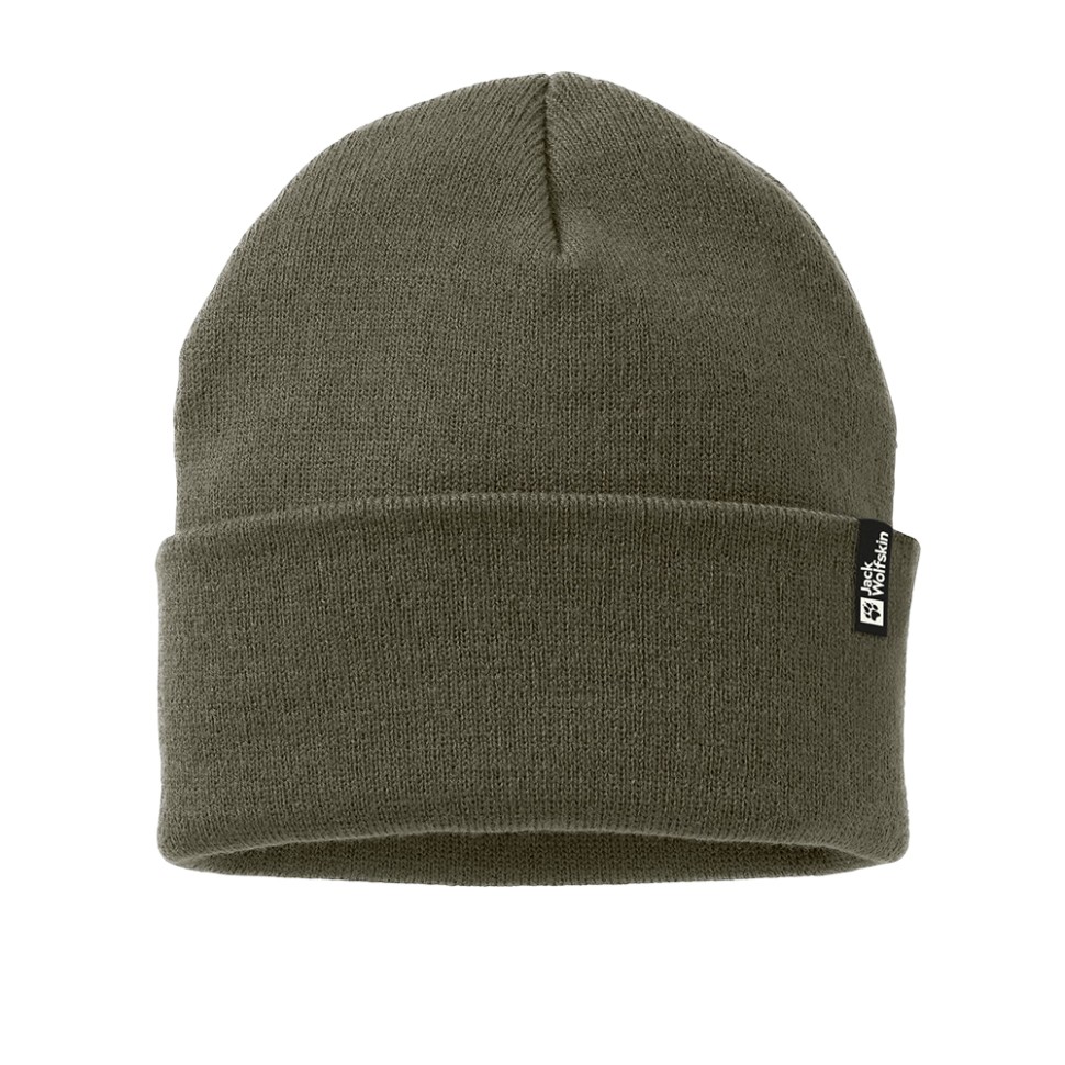 Шапка унісекс Jack Wolfskin RIB BEANIE зелена 1903892-4341 — фото 1