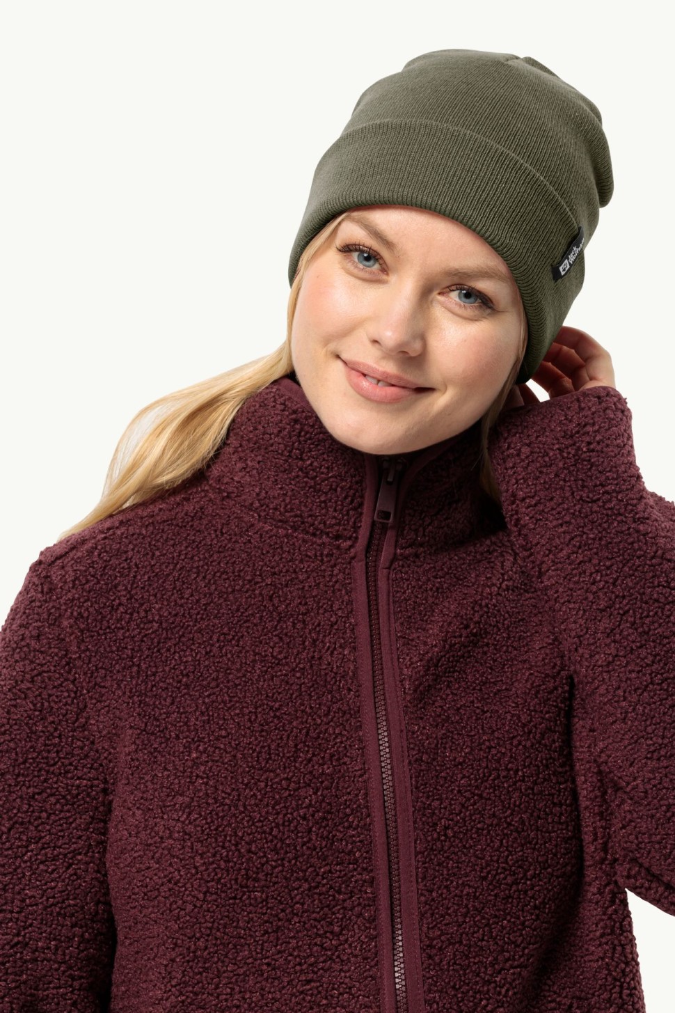 Шапка унісекс Jack Wolfskin RIB BEANIE зелена 1903892-4341 — фото 2