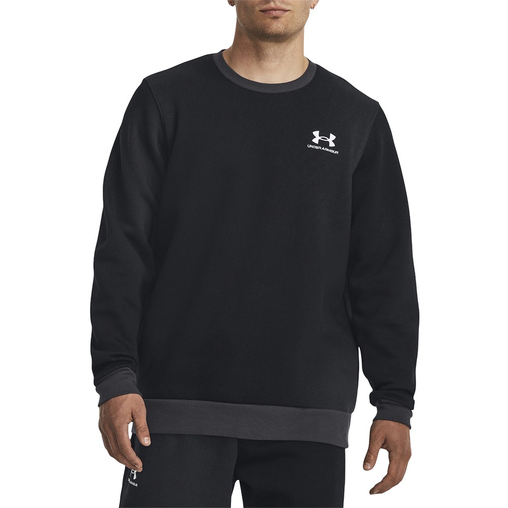 Толстовка мужская Under Armour UA Essential Flc Novelty Crw черная 1381213-001