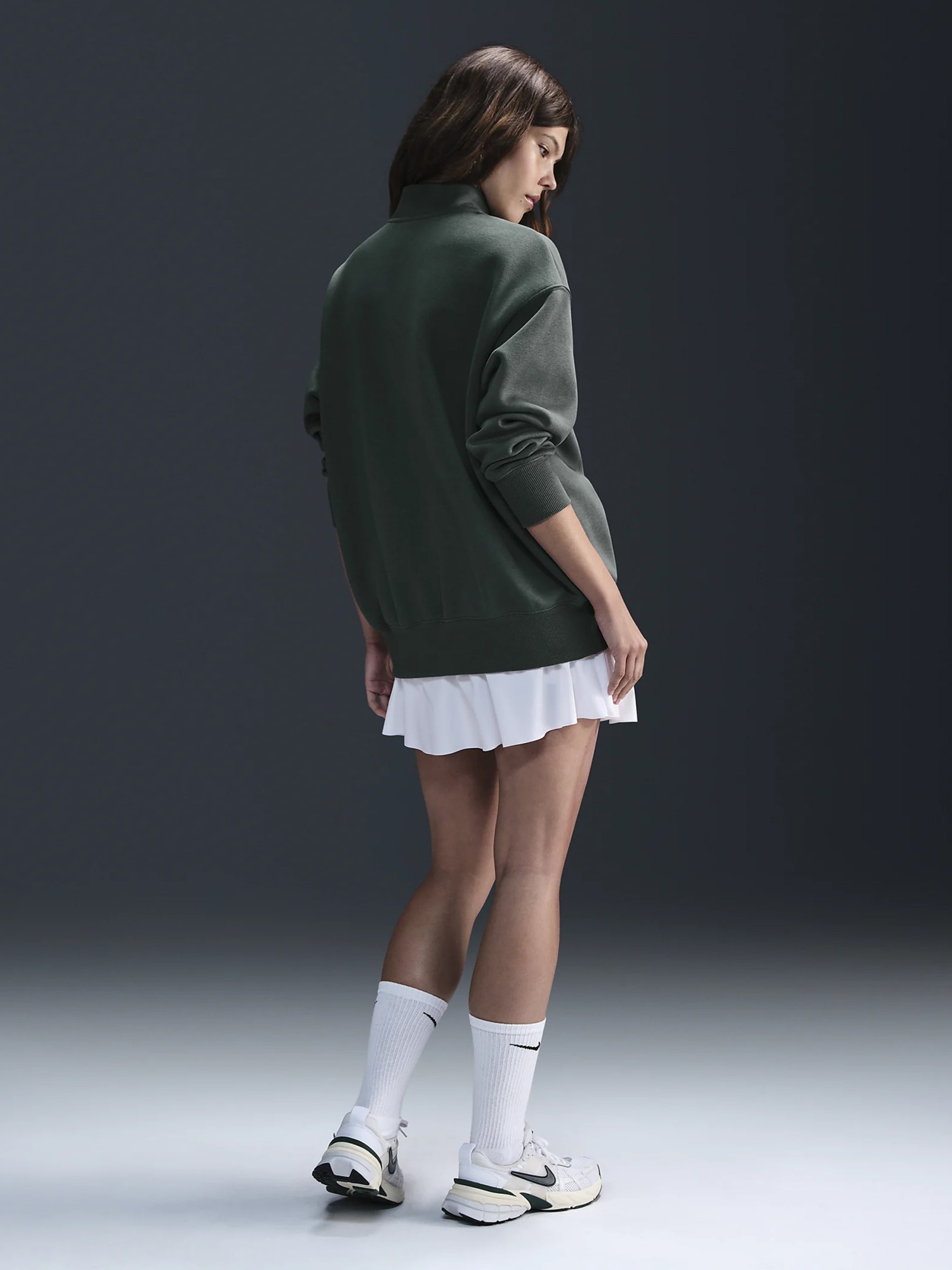 Толстовка жіноча Nike W NSW PHNX FLC OS LOGO QZ зелена FV7679-338 изображение 3