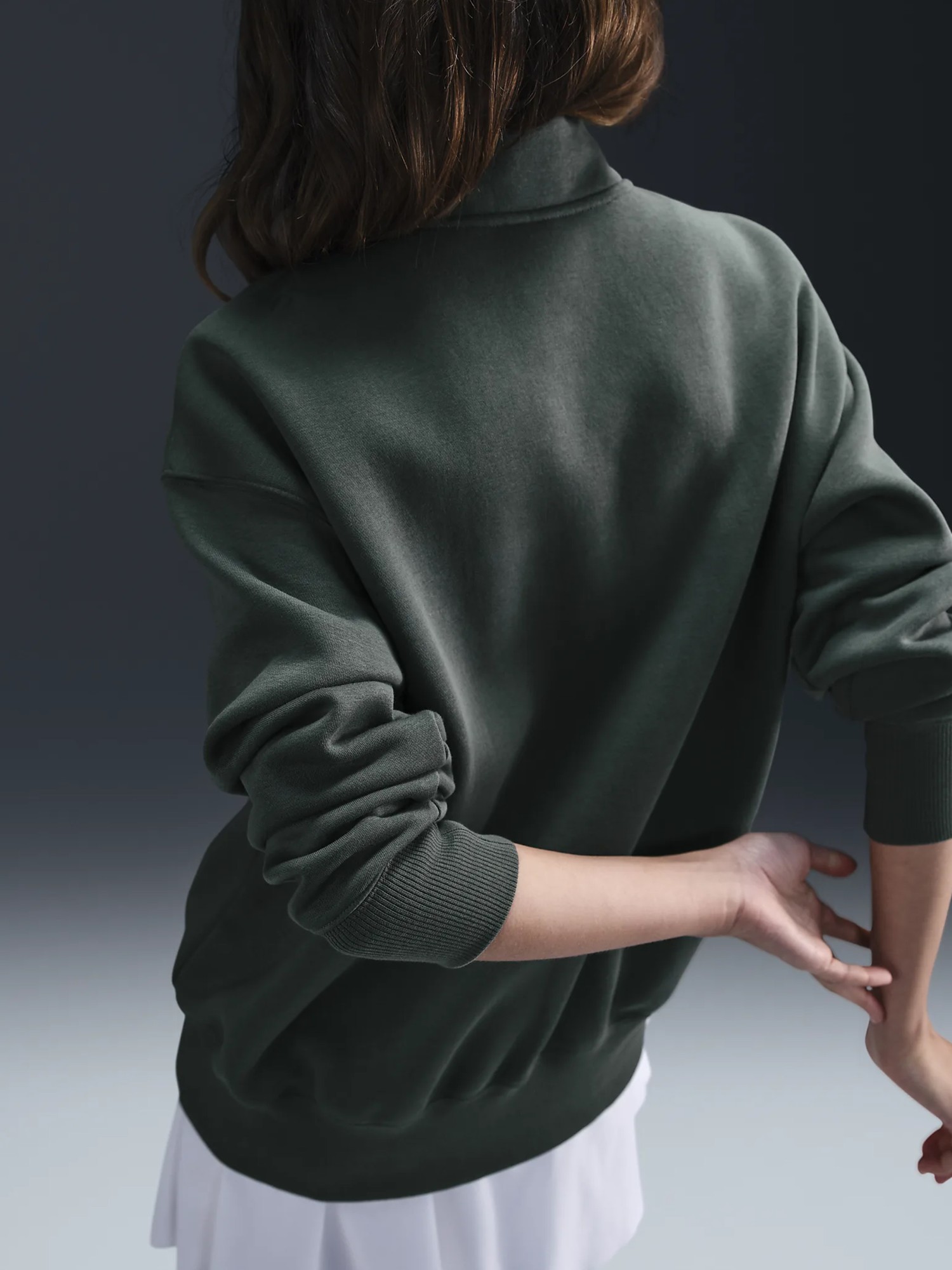 Толстовка жіноча Nike W NSW PHNX FLC OS LOGO QZ зелена FV7679-338 изображение 5