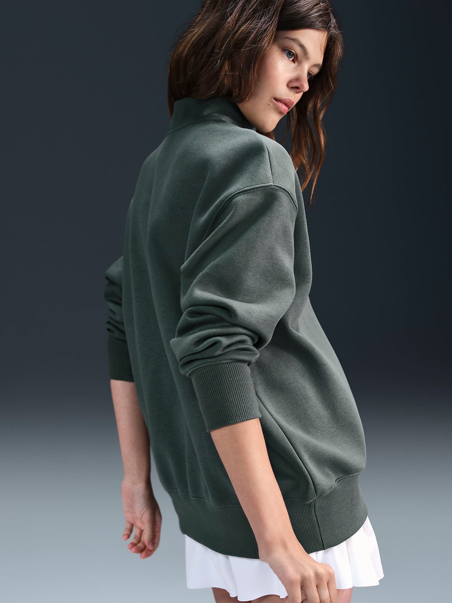 Толстовка жіноча Nike W NSW PHNX FLC OS LOGO QZ зелена FV7679-338 изображение 6