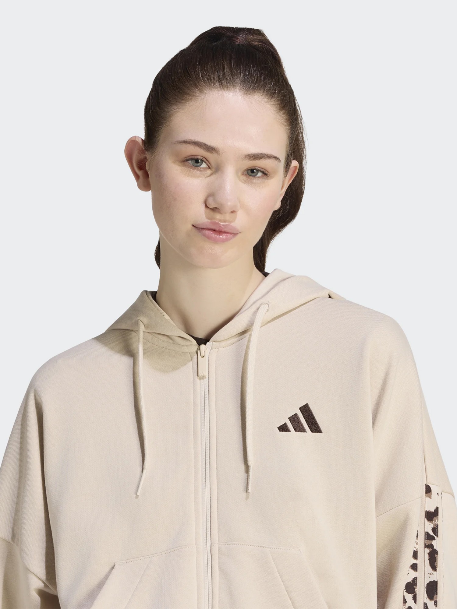 Толстовка жіноча Adidas W AOP 3S FT FZ молочна KH1547 изображение 4