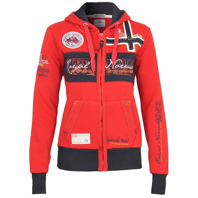 Толстовка женская Geographical Norway красная SP638F-650 — Sport City Толстовка женская Geographical Norway красная SP638F-650