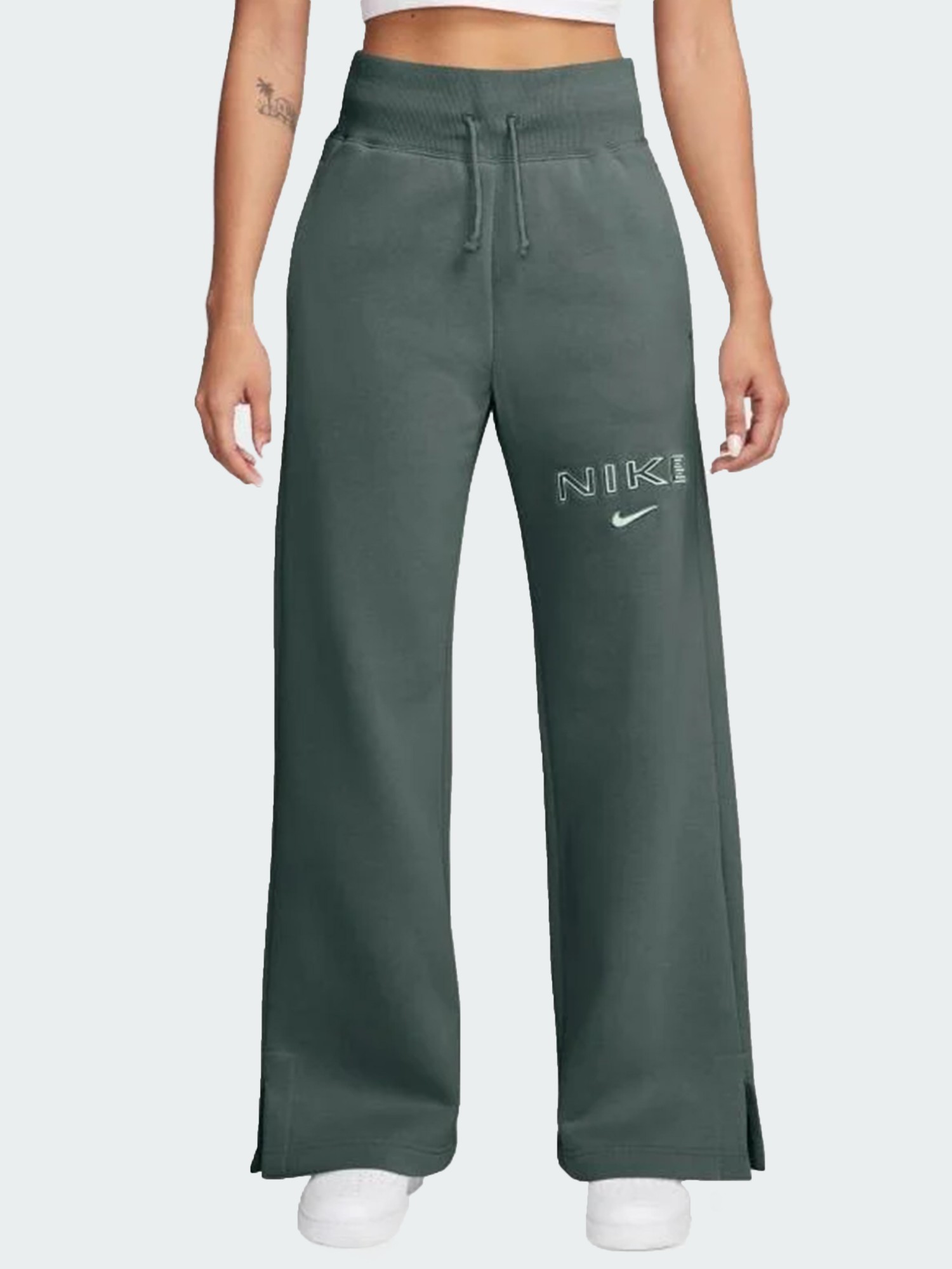 Брюки женские Nike W NSW PHNX FLC HR LOGO PNT WDE зеленые FV7684-338 изображение 2