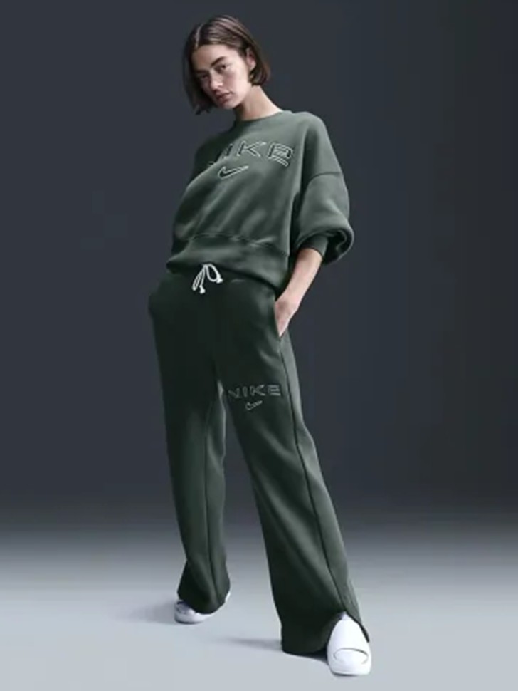 Брюки женские Nike W NSW PHNX FLC HR LOGO PNT WDE зеленые FV7684-338 изображение 4