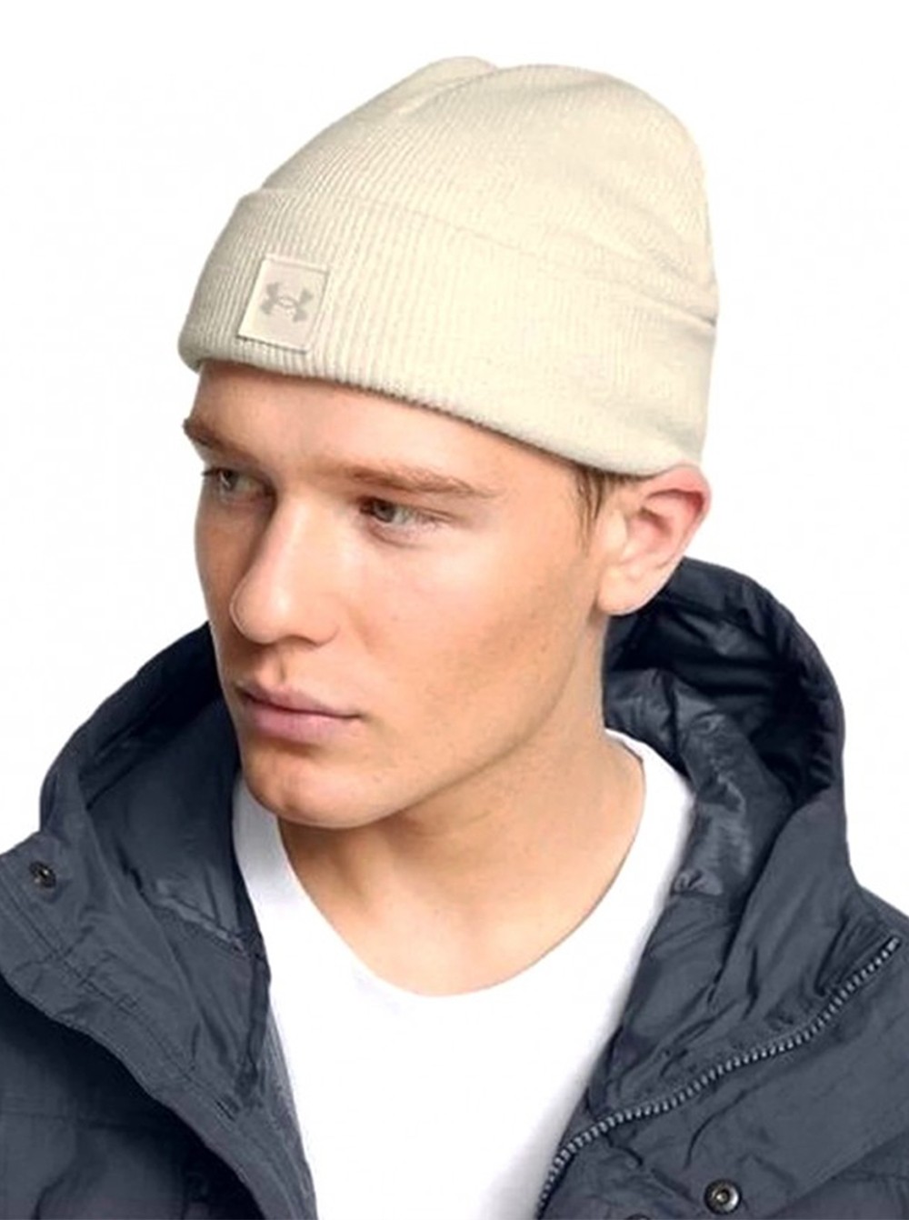 Шапка чоловіча Under Armour UA Halftime Shallow Cuff бежева 1379990-110 изображение 3