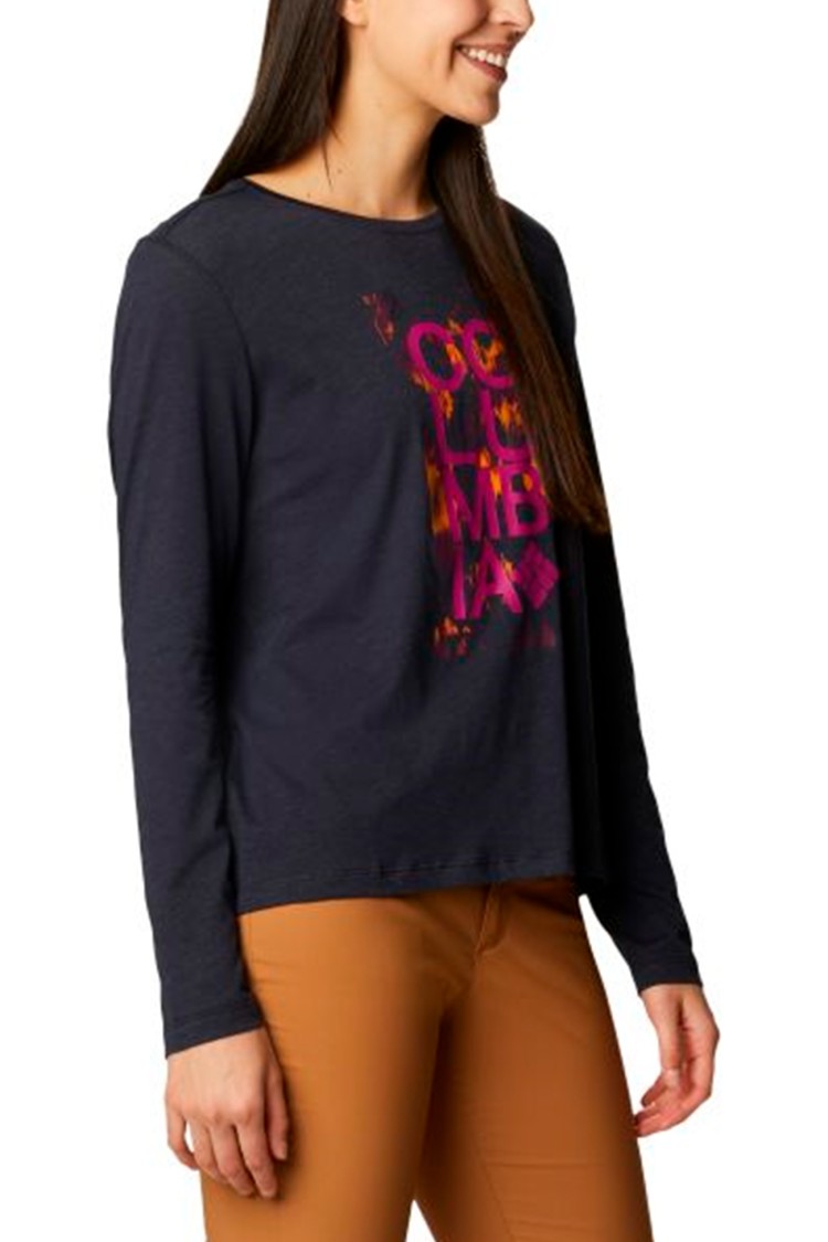 Футболка с длинным рукавом женская Columbia Trek™ Relaxed LS Tee темно-синяя 1960011-472 изображение 3