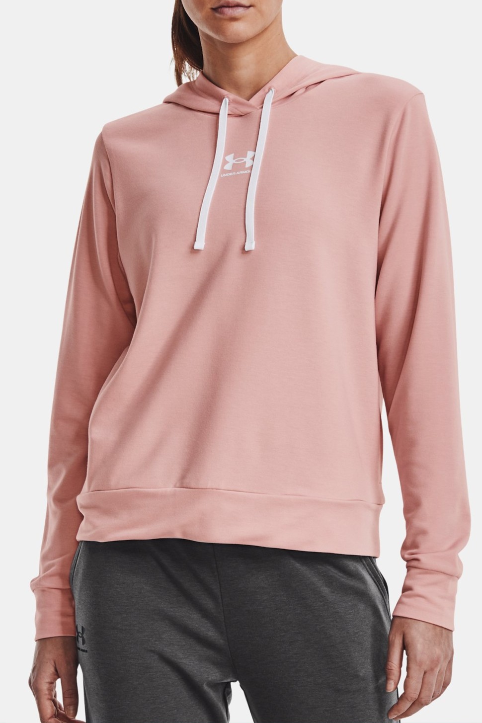Толстовка жіноча Under Armour Rival Terry Hoodie рожева 1369855-676 — фото 2