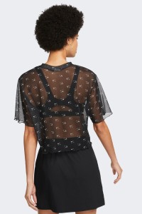Футболка женская Nike W NSW AIR AOP MESH SS CROP TOP черная DV8245-010 изображение 3
