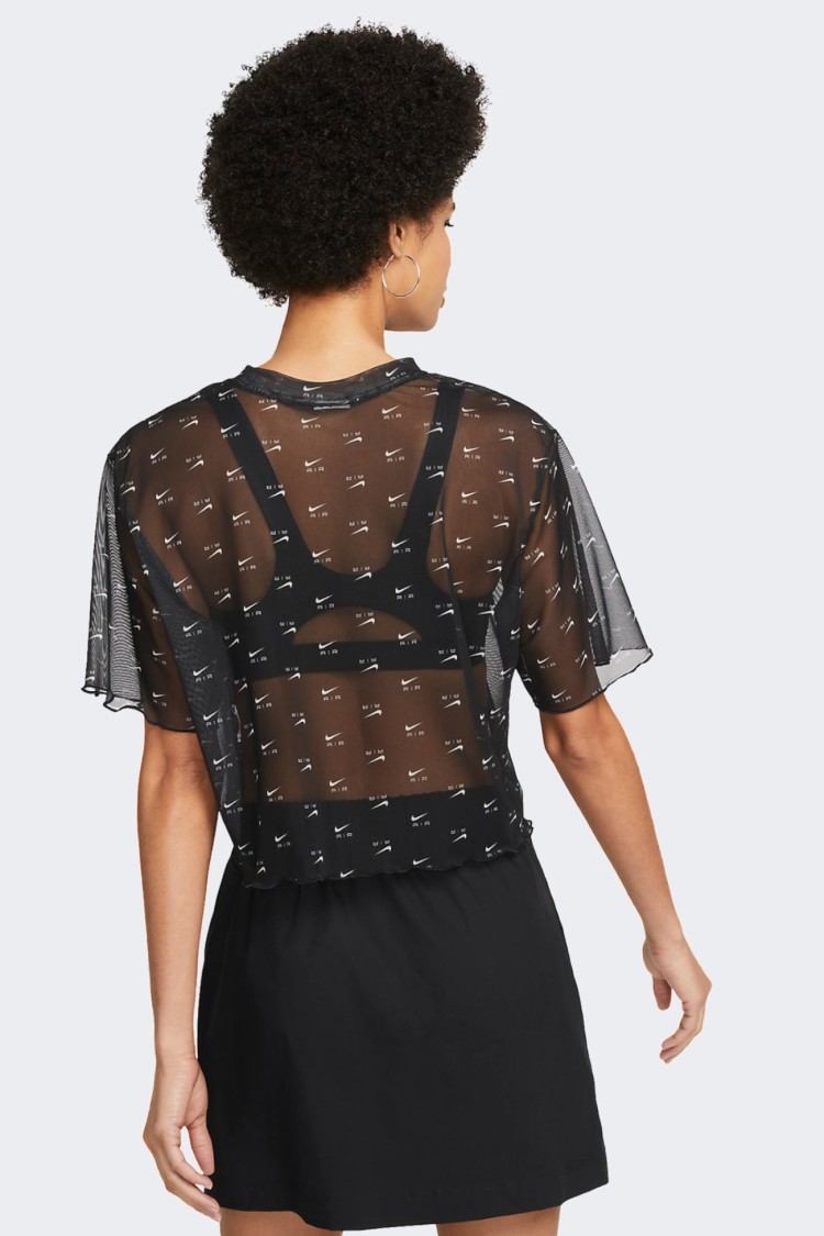 Футболка женская Nike W NSW AIR AOP MESH SS CROP TOP черная DV8245-010 изображение 3