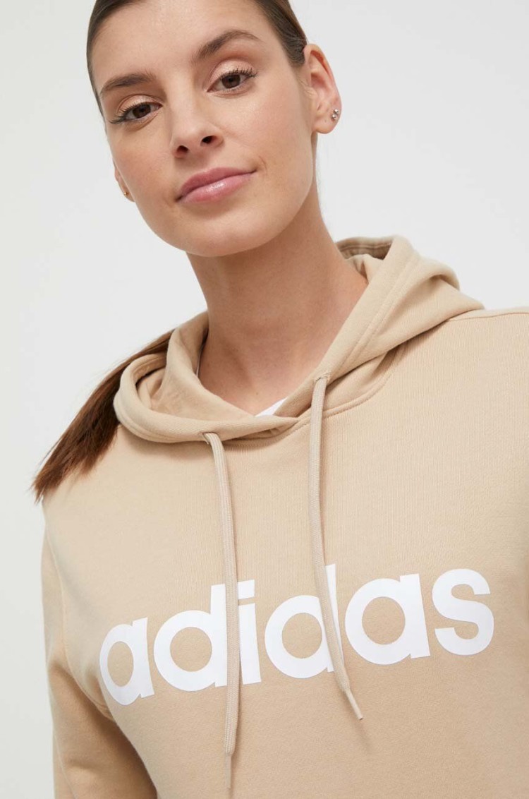 Толстовка женская Adidas W LIN FT HD бежевая IS2083 изображение 5