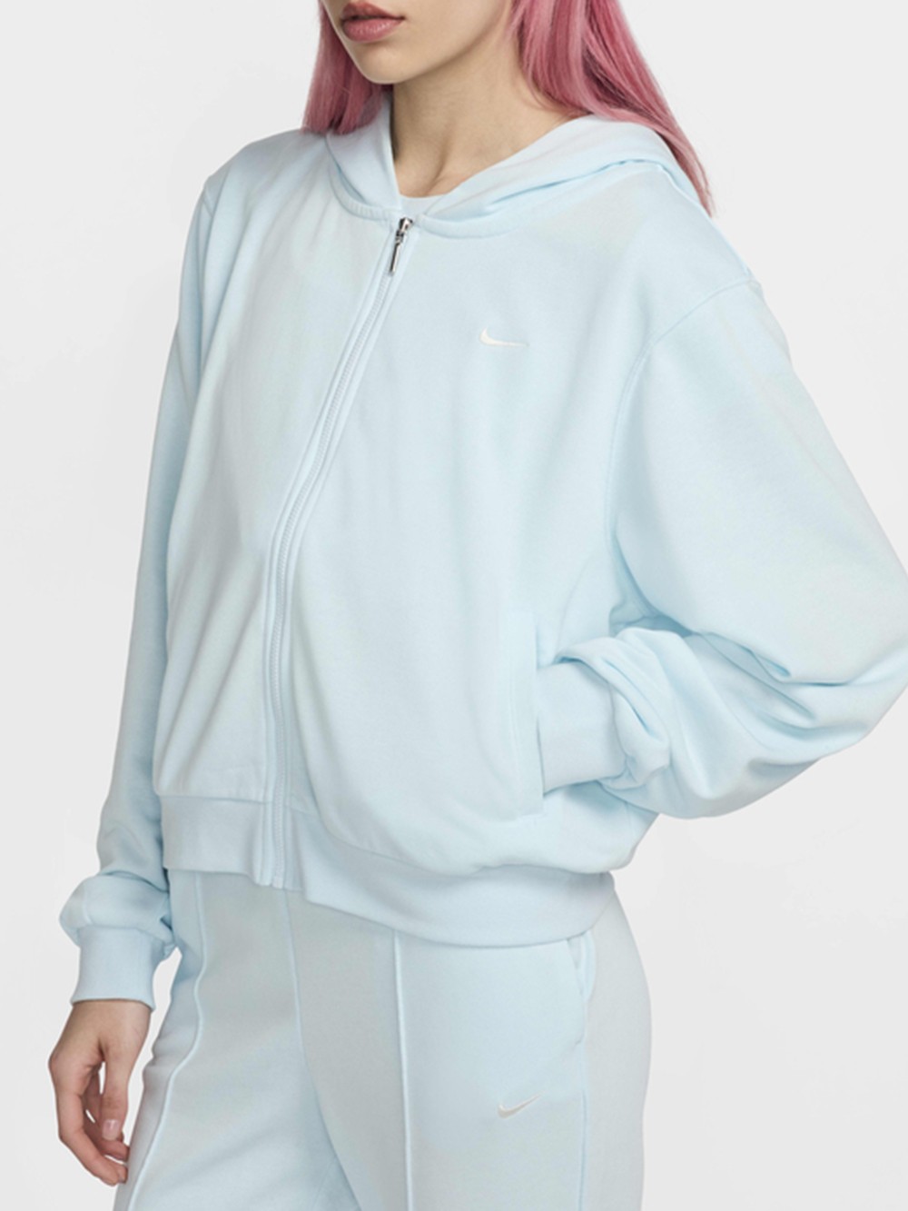 Толстовка женская Nike W NSW NK CHLL FT FZ HDY голубая FN2415-474 изображение 4