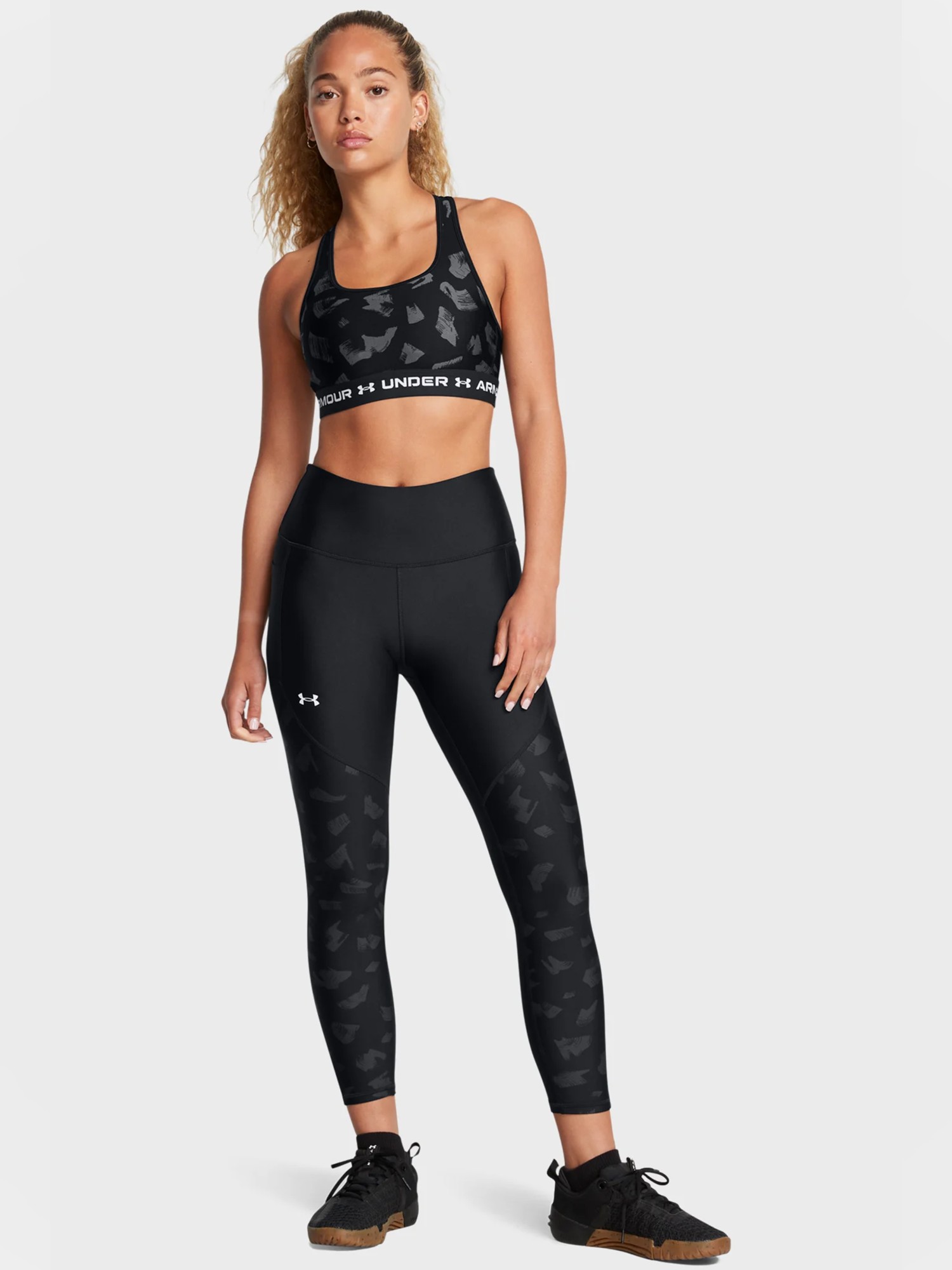 Леггинсы женские Under Armour Tech Print Panel Ankle Leg черные 1386407-001 изображение 2