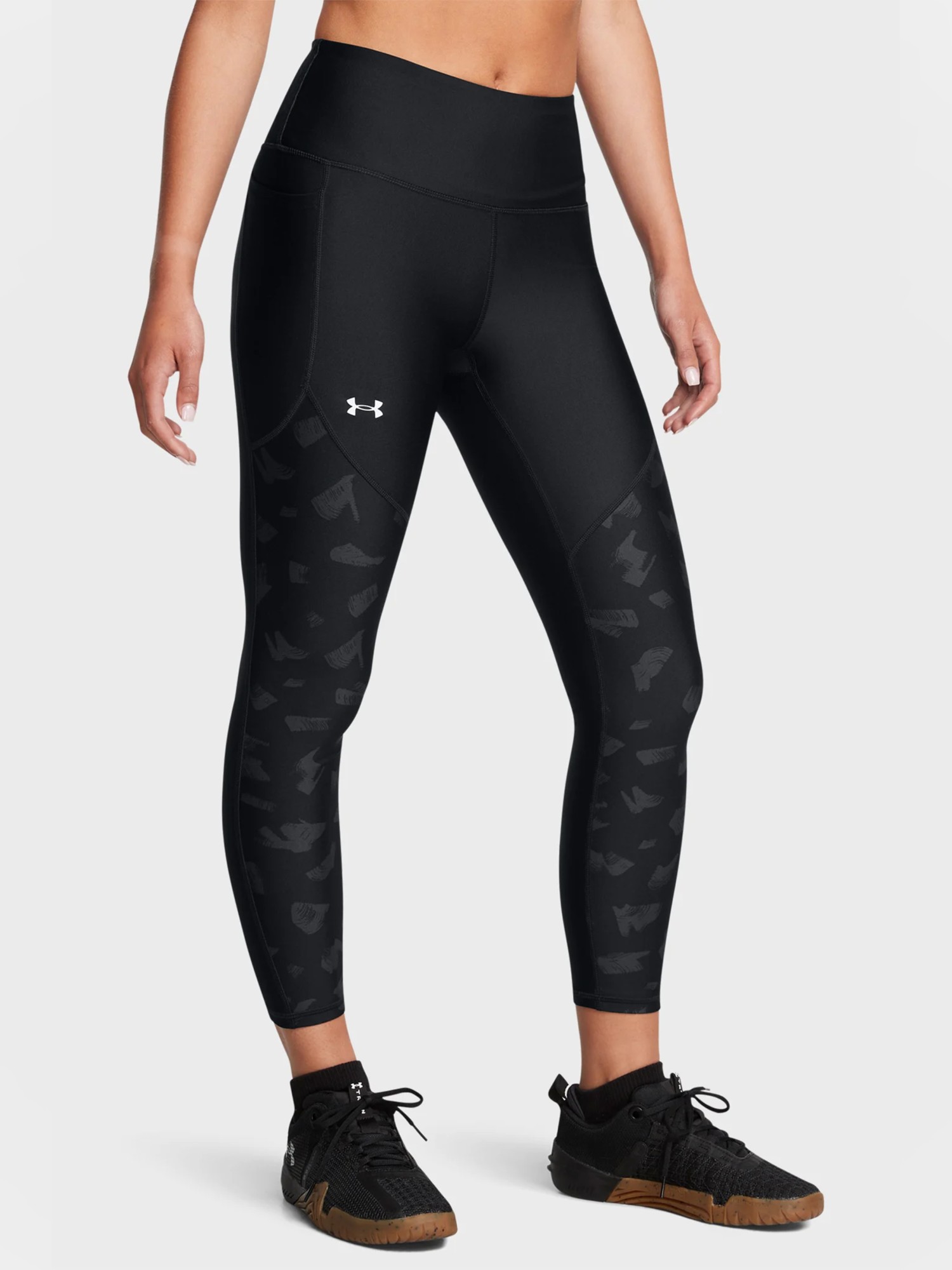 Леггинсы женские Under Armour Tech Print Panel Ankle Leg черные 1386407-001 изображение 3