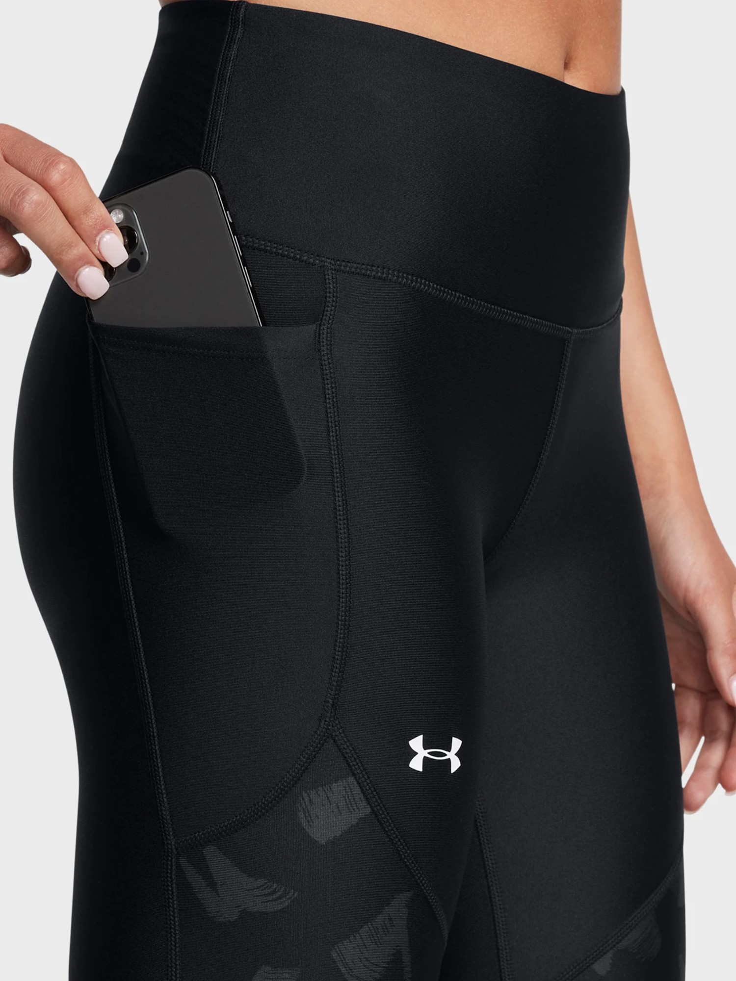 Леггинсы женские Under Armour Tech Print Panel Ankle Leg черные 1386407-001 изображение 5