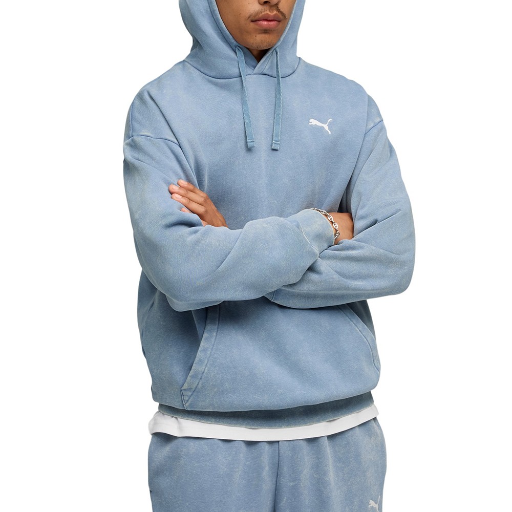Толстовка чоловіча Puma ESS ELEVATED Wash Hoodie блакитна 68804934 изображение 1
