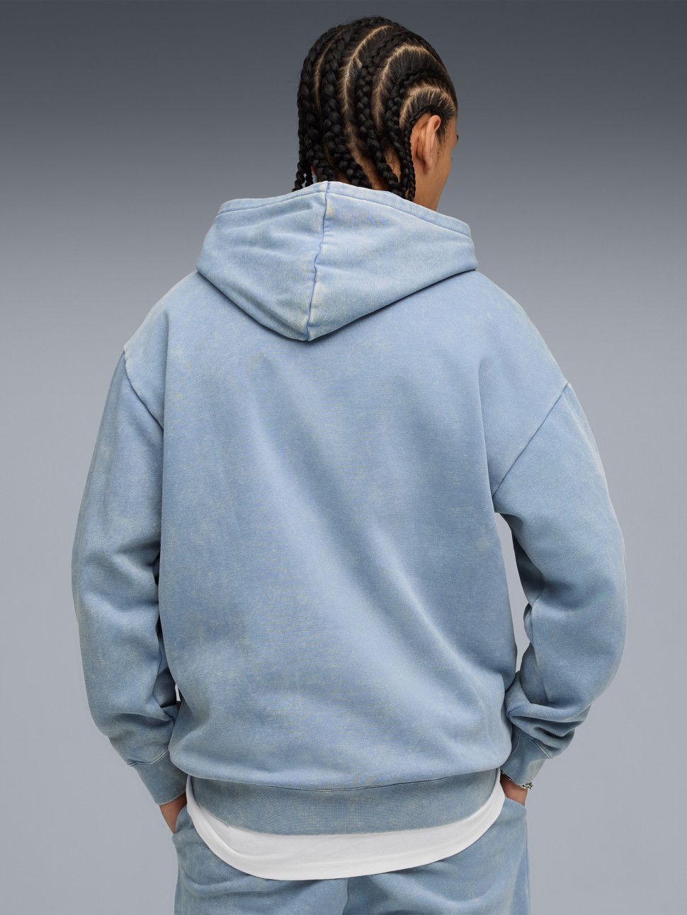 Толстовка чоловіча Puma ESS ELEVATED Wash Hoodie блакитна 68804934 — фото 3