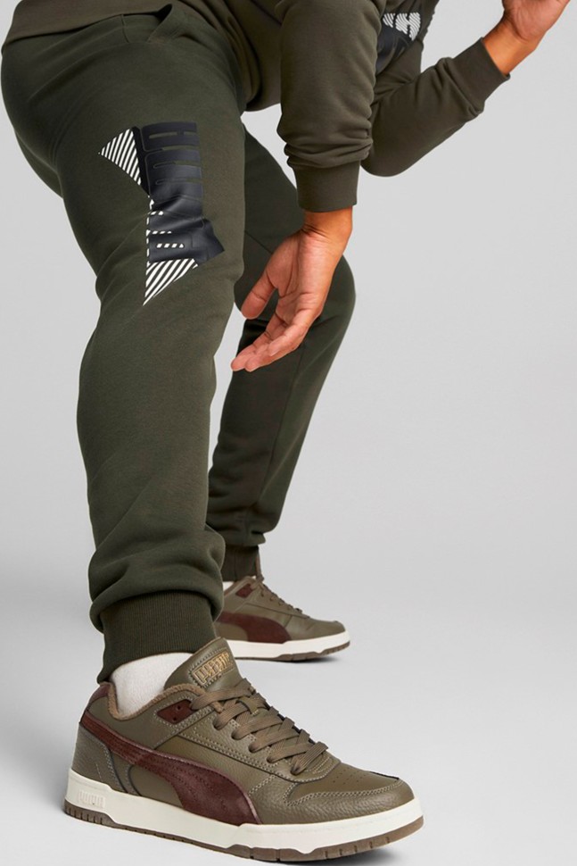Брюки мужские Puma Puma Power Logo Sweatpants хаки 84979670 изображение 3