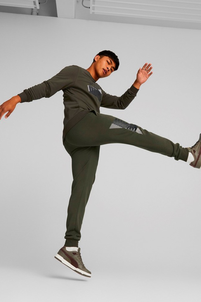 Брюки мужские Puma Puma Power Logo Sweatpants хаки 84979670 изображение 4