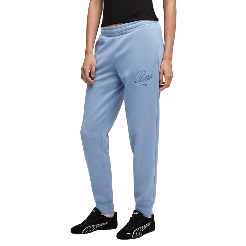 Штани жіночі Puma ESS SCRIPT Sweatpants блакитні 68807434 — фото 1