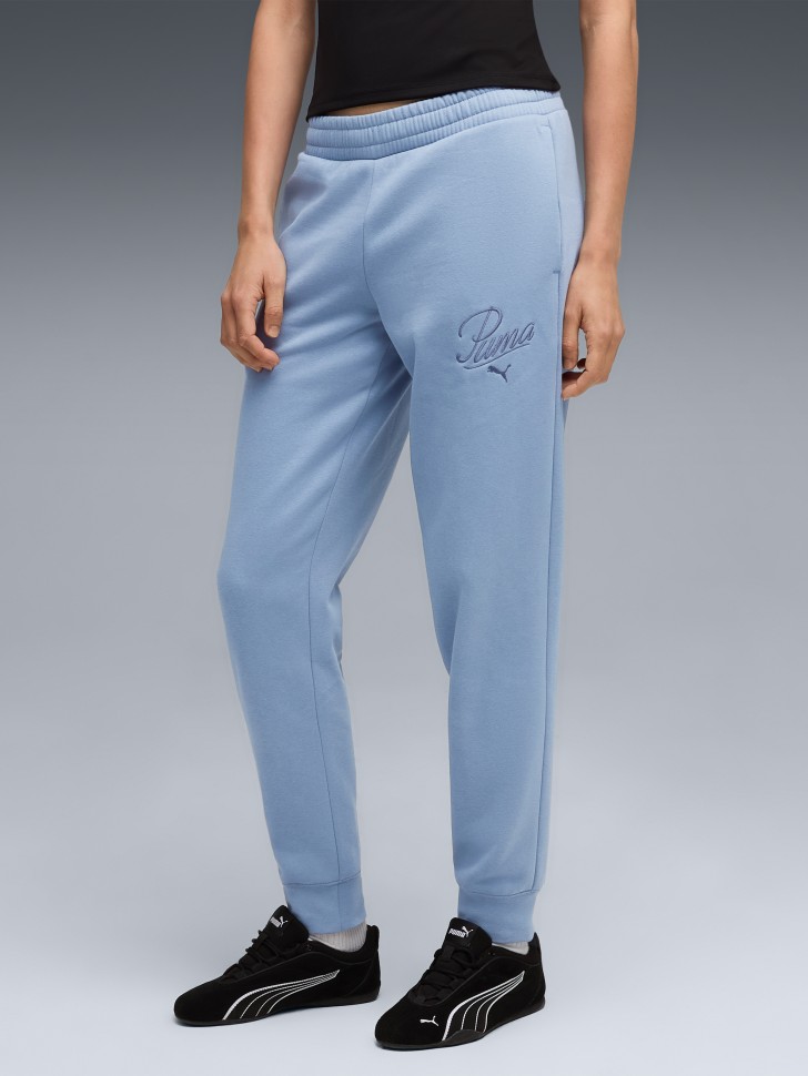 Брюки женские Puma ESS SCRIPT Sweatpants голубые 68807434 изображение 2