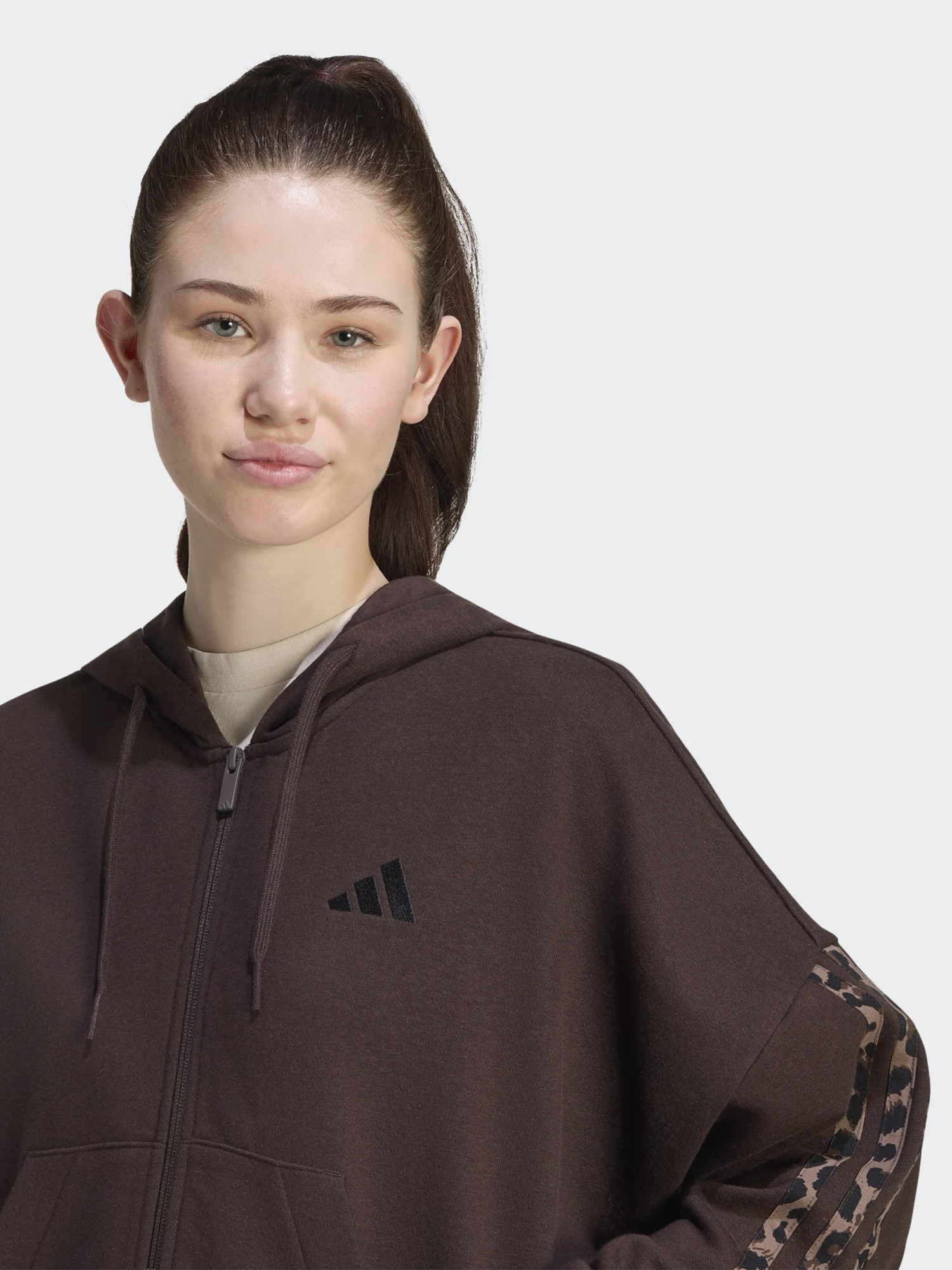Толстовка жіноча Adidas W AOP 3S FT FZ коричнева KV9299 изображение 4