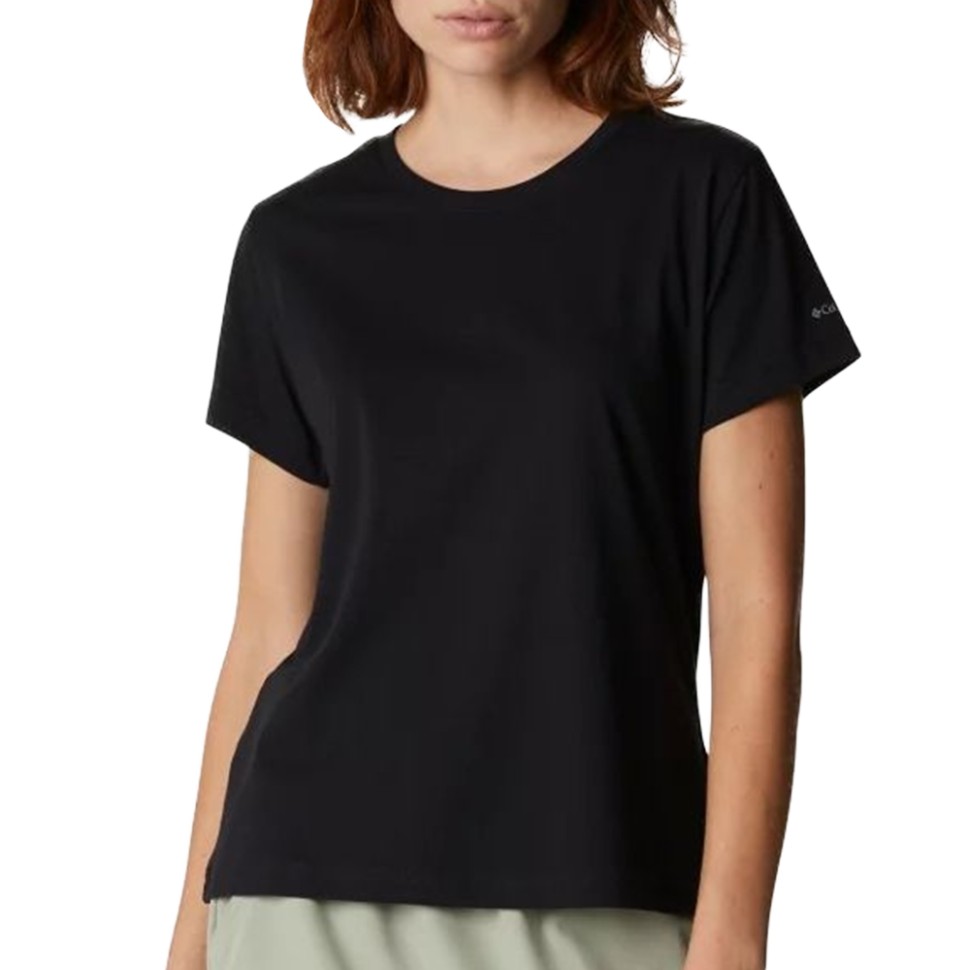Футболка женская Columbia Sapphire Point™ Short Sleeve Tee черная 1992021-010 — Sport City Футболка женская Columbia Sapphire Point™ Short Sleeve Tee черная 1992021-010