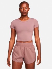 Футболка женская Nike W NK ONE FITTED DF SS TOP коричневая FN2804-208 изображение 2