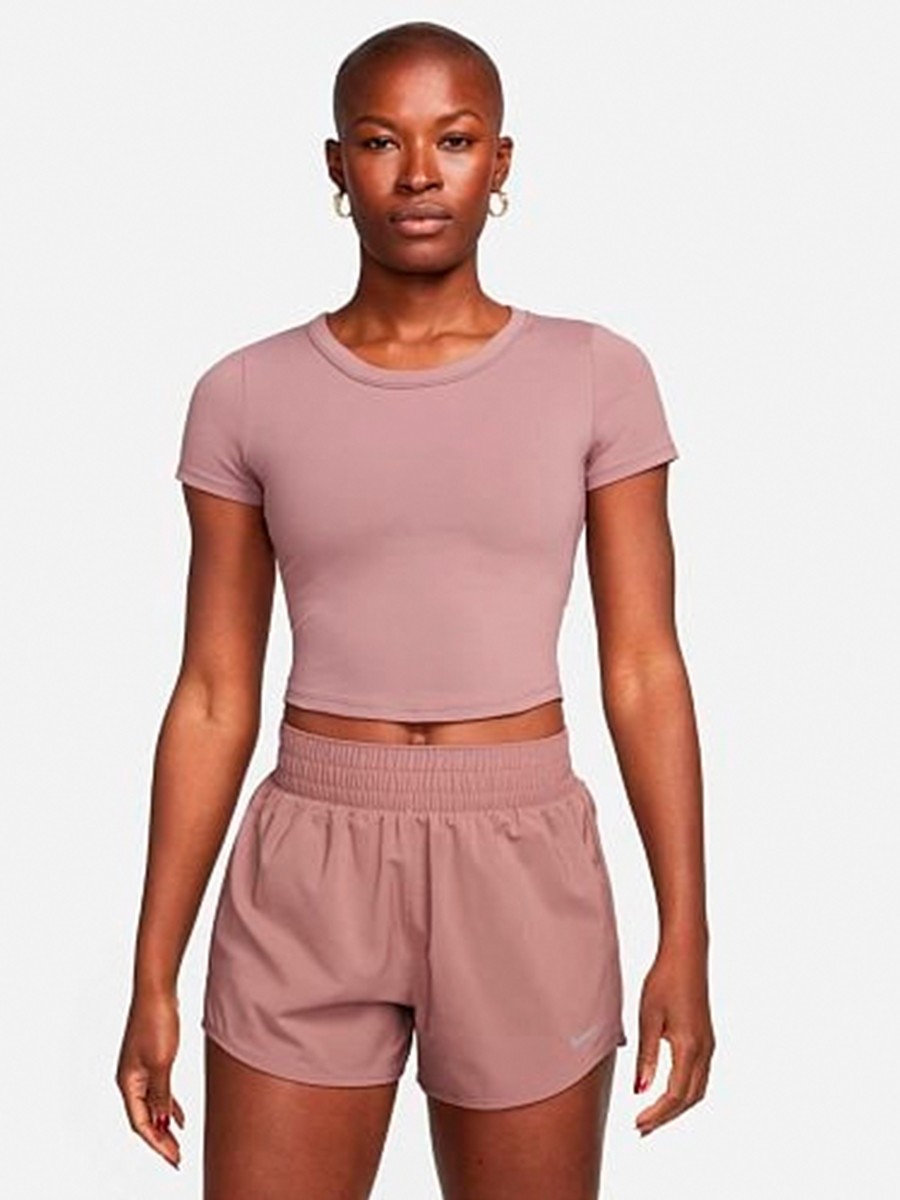 Футболка жіноча Nike W NK ONE FITTED DF SS TOP коричнева FN2804-208 — фото 2