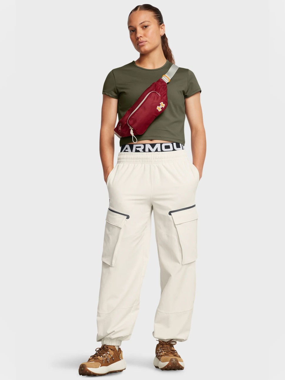 Штани жіночі Under Armour Unstoppable Cargo Pant бежеві 1386481-110 — фото 4