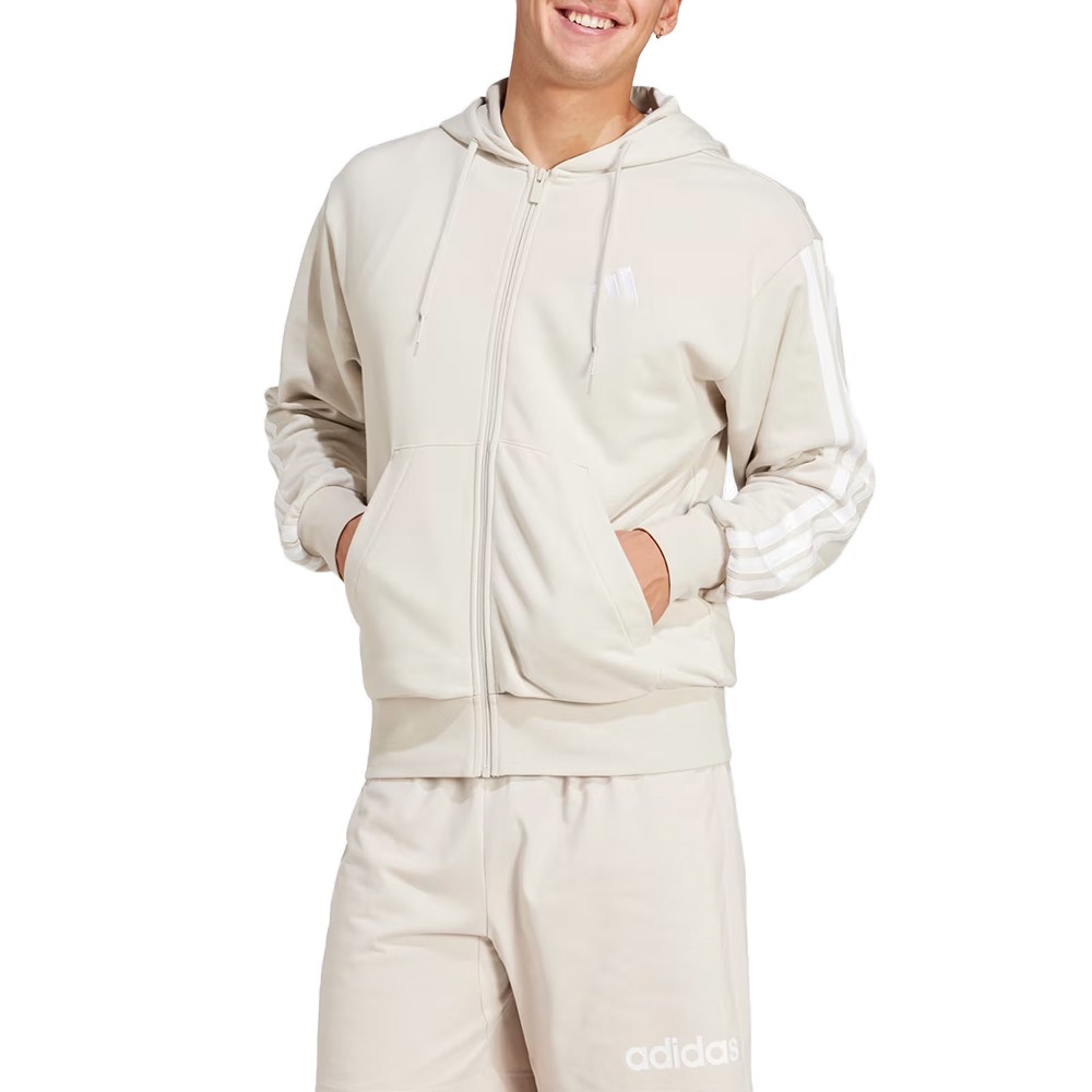 Толстовка мужская Adidas M 3S FT FZ HD бежевая JE6340