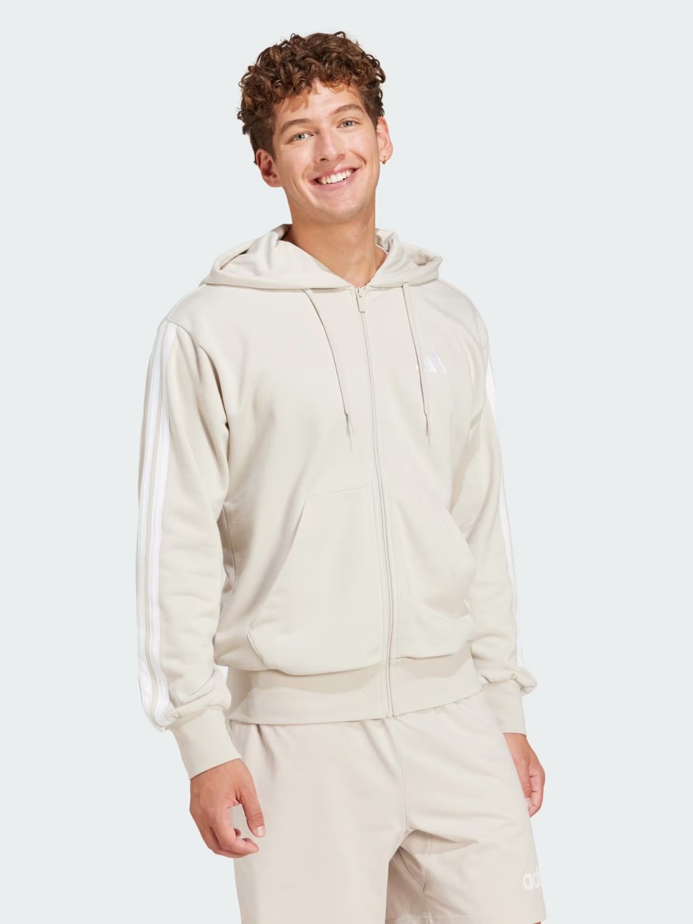 Толстовка мужская Adidas M 3S FT FZ HD бежевая JE6340 — фото 4 — Sport City Толстовка мужская Adidas M 3S FT FZ HD бежевая JE6340 — фото 4