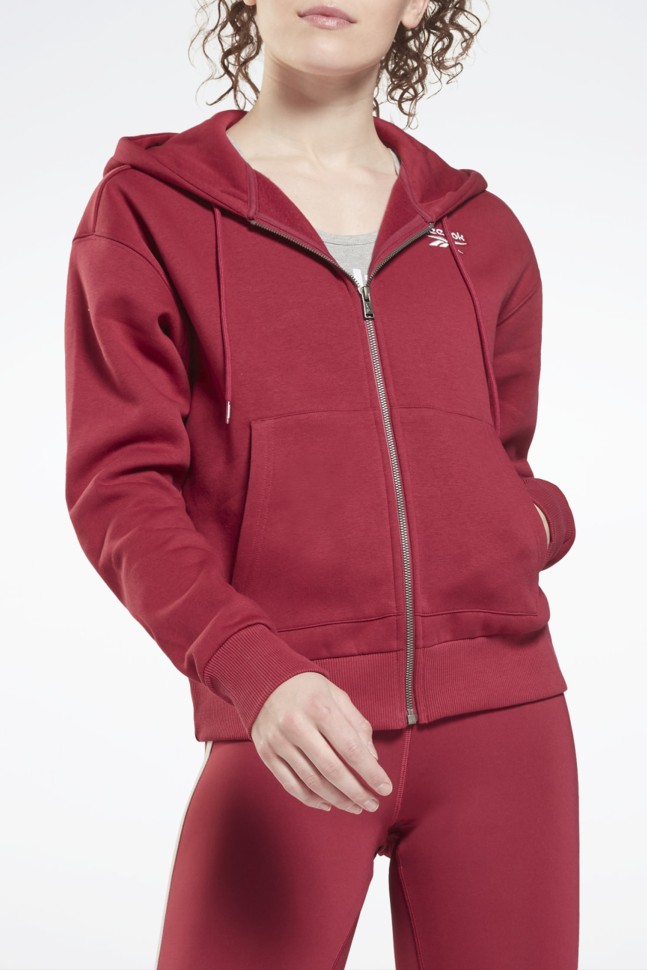Толстовка женская Reebok Ri Full Zip бордовая GV3294 изображение 2