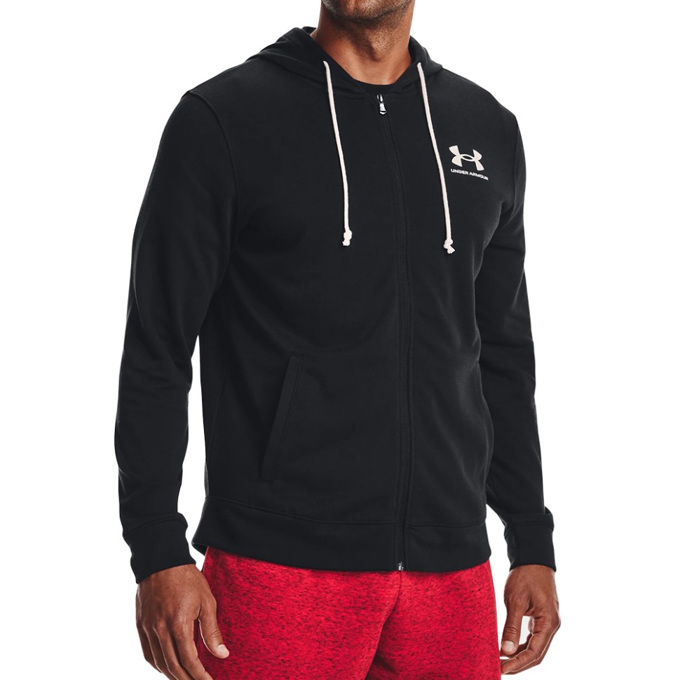 Чоловіча толстовка Under Armour Ua Rival Terry Lc Fz чорна 1370409-001 изображение 1