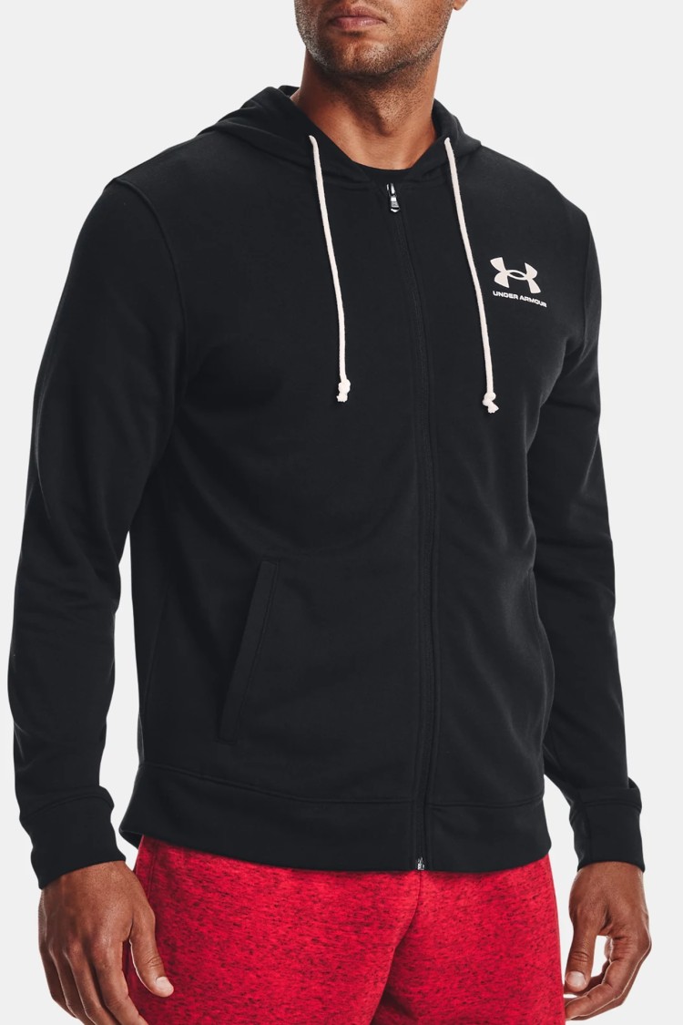 Чоловіча толстовка Under Armour Ua Rival Terry Lc Fz чорна 1370409-001 изображение 2