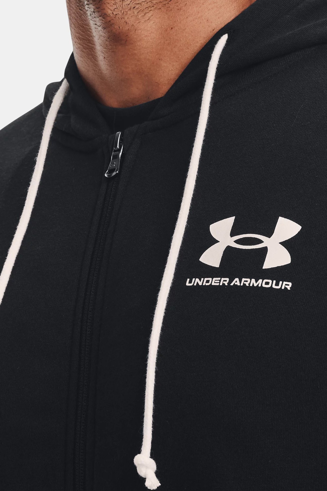 Чоловіча толстовка Under Armour Ua Rival Terry Lc Fz чорна 1370409-001 изображение 5