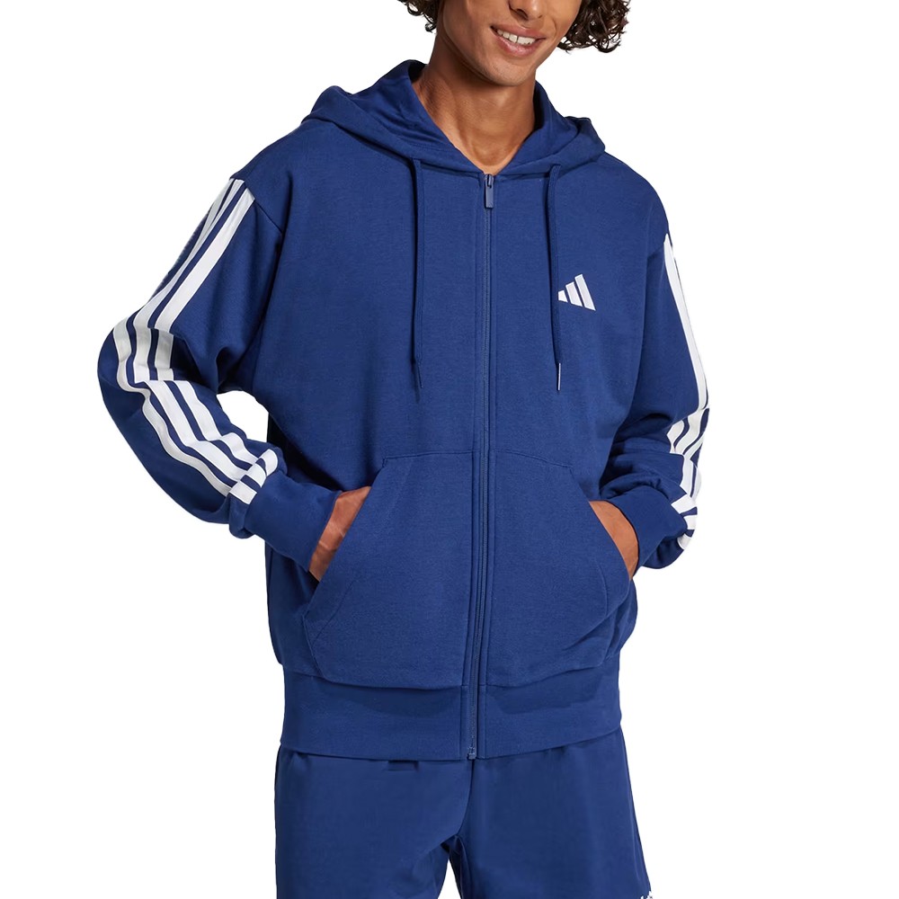 Толстовка мужская Adidas M 3S FT FZ HD синяя JE6341