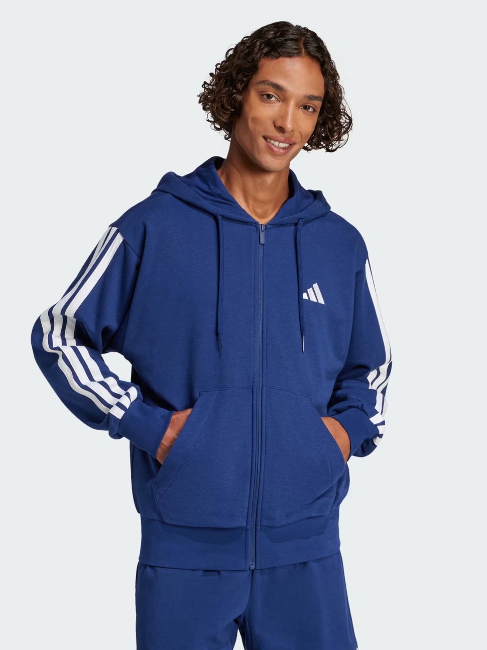 Толстовка чоловіча Adidas M 3S FT FZ HD синя JE6341 — фото 2