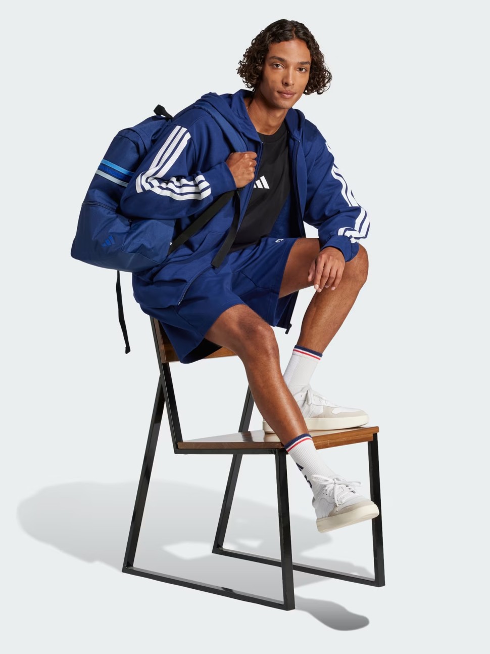 Толстовка чоловіча Adidas M 3S FT FZ HD синя JE6341 — фото 4