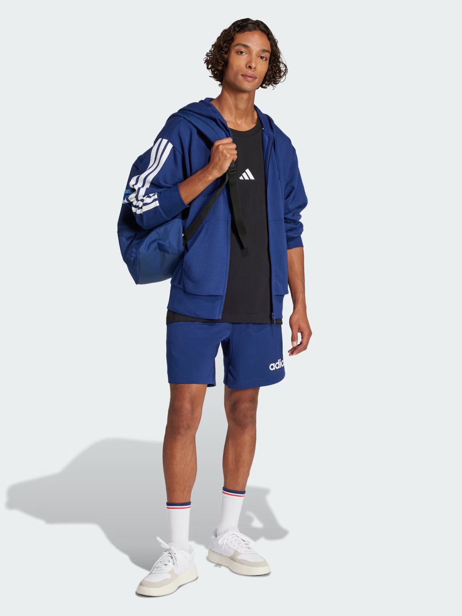 Толстовка чоловіча Adidas M 3S FT FZ HD синя JE6341 изображение 5