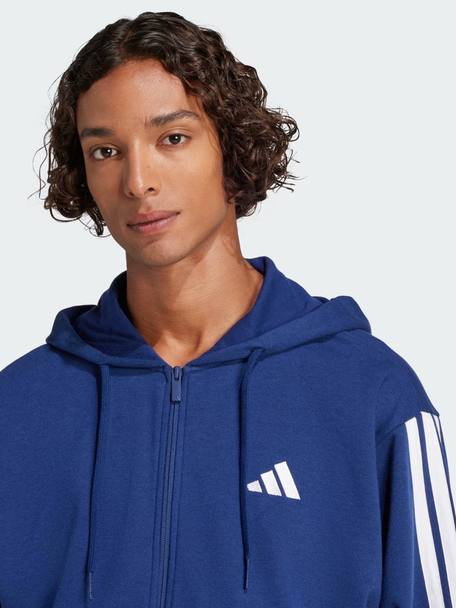 Толстовка чоловіча Adidas M 3S FT FZ HD синя JE6341 изображение 6