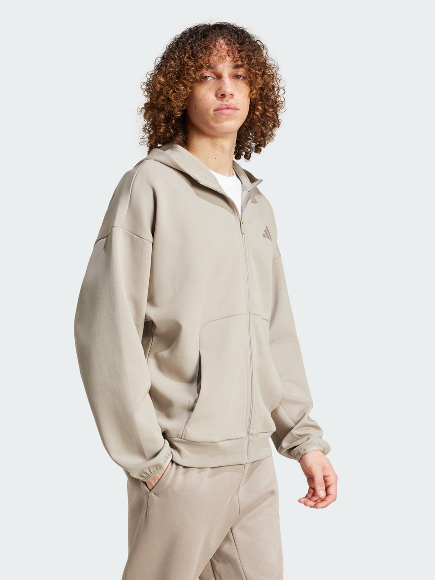 Толстовка мужская Adidas M FI SL FZ бежевая JD4947 изображение 4