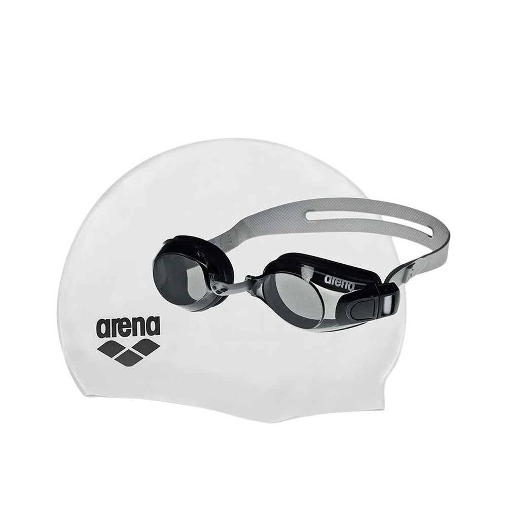 Комплект (очки+шапочка) Arena POOL SET черно-белый 92422-055