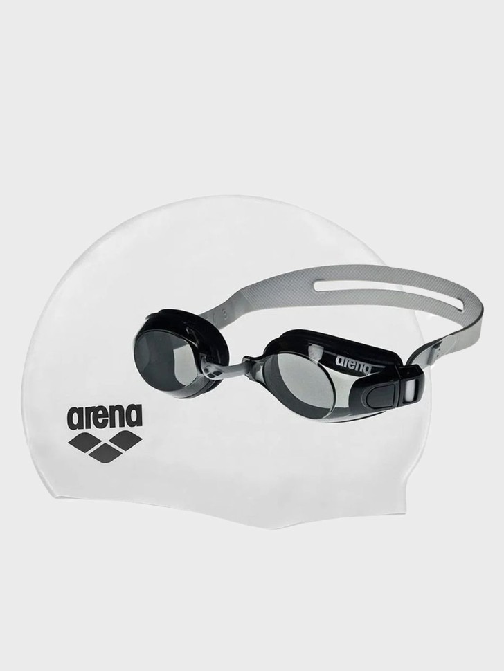 Комплект (окуляри+шапочка) Arena POOL SET чорно-білий 92422-055 изображение 2