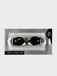 Комплект (окуляри+шапочка) Arena POOL SET чорно-білий 92422-055 изображение 5