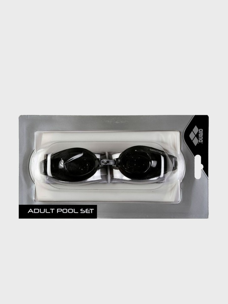 Комплект (окуляри+шапочка) Arena POOL SET чорно-білий 92422-055 изображение 5