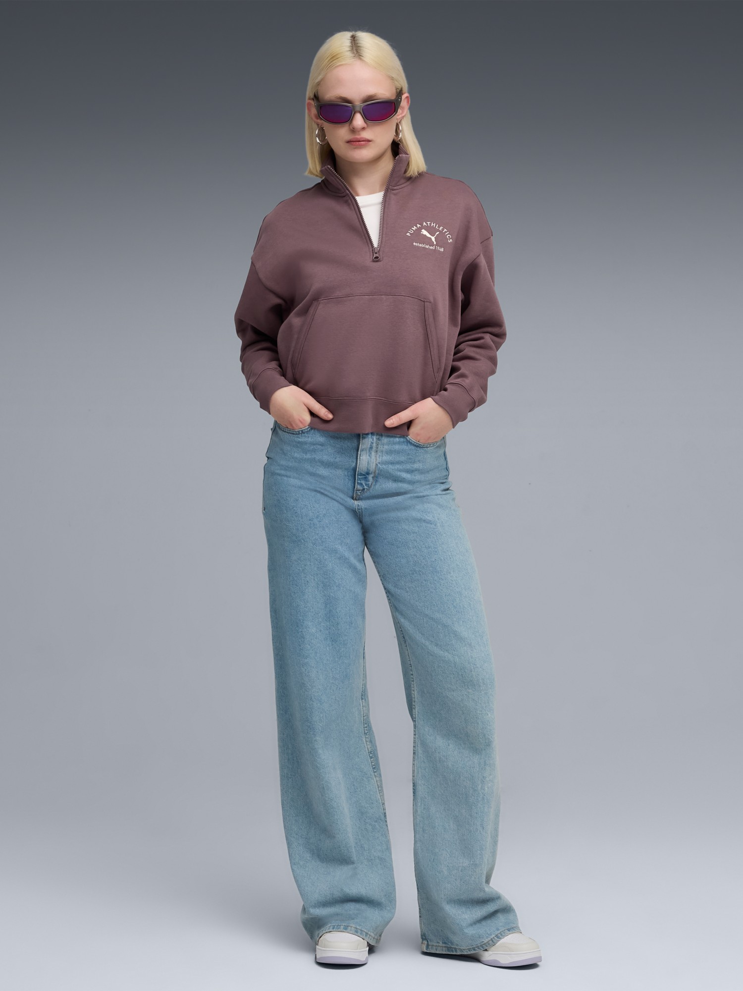 Толстовка жіноча Puma CLASS Half-Zip Crew фіолетова 68813888 изображение 4